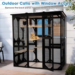 FunXplore Outdoor Cat House with Large Outside Patio, Black slide 2 of 9