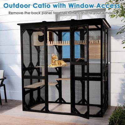 Show full view: FunXplore Outdoor Cat House with Large Outside Patio, Black slide 5 of 10