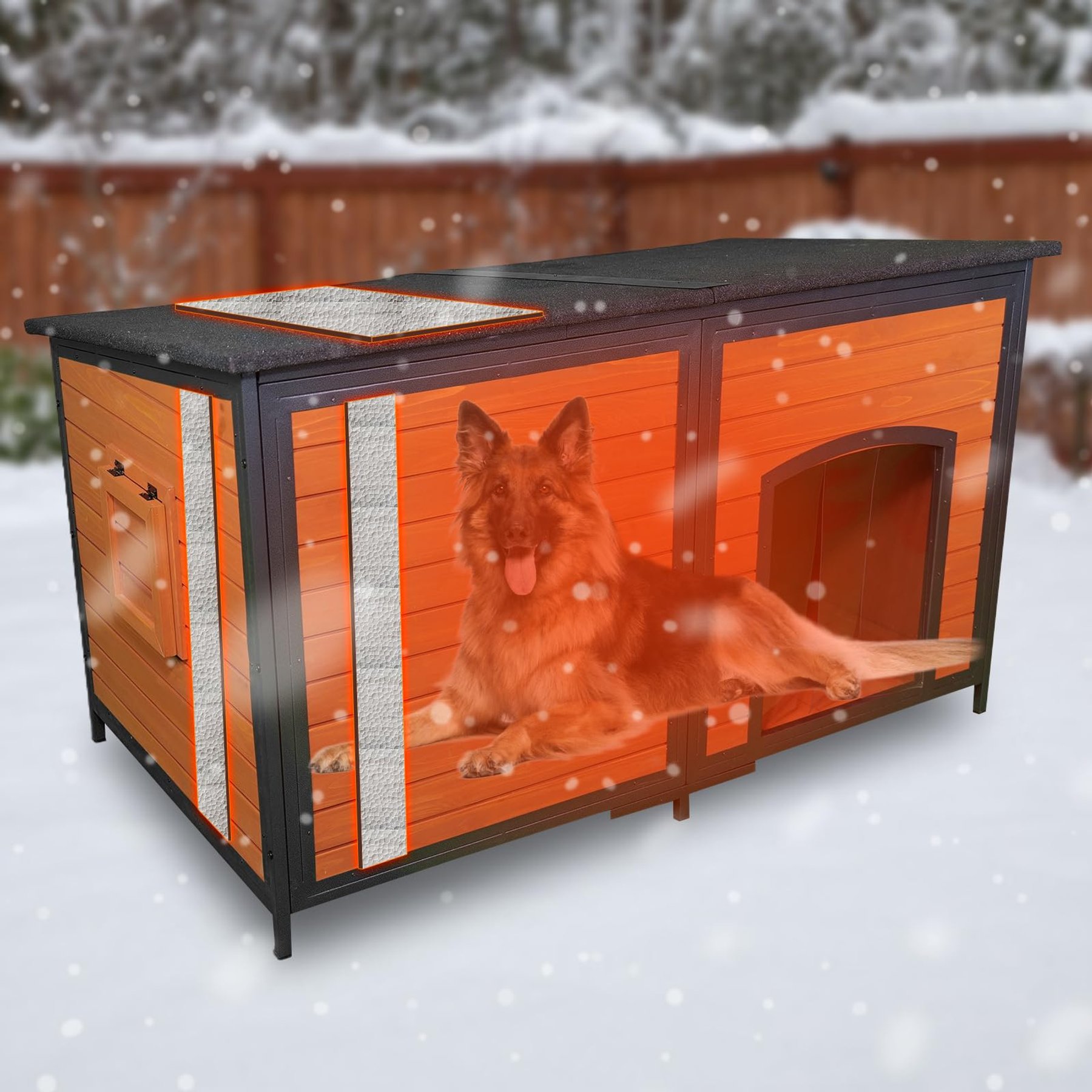FunXplore Outdoor 6-Sided Dog Kennel, Brown, 59.1-in