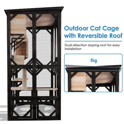 Show full view: FunXplore Outdoor Cat House with Large Outside Patio, Black slide 7 of 10