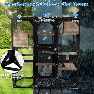Show full view: FunXplore Outdoor Cat House with Large Outside Patio, Black slide 6 of 10