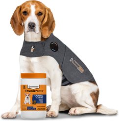 ThunderShirt Classic Anxiety & Calming Vest, Heather Grey, Medium + ThunderWunders Melatonin Dog Chews