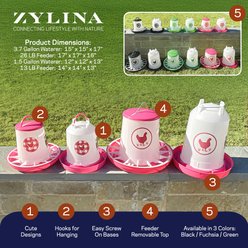 Zylina Chicken Waterer & Feeder Combo, Fuchsia, 1.5-gal, 13-lb slide 2 of 9