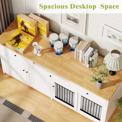 Show full view: Xbrigh Wooden Table-Style Indoor Furniture Style Dog Crate with Drawers, White, 78 inch slide 3 of 9