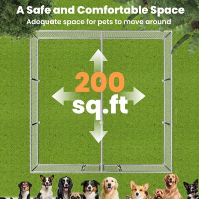 Show full view: Xbrigh A-Frame Metal Dog Run Cage with Two Enclosures, Silver, Large: 183.1 inch slide 8 of 9