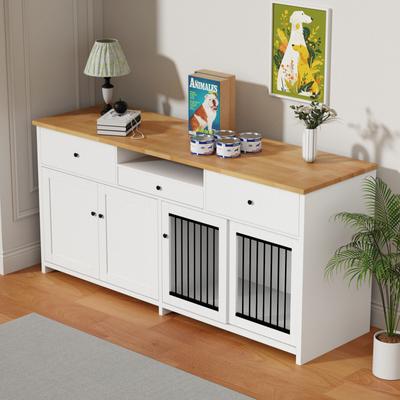 Show full view: Xbrigh Wooden Table-Style Indoor Furniture Style Dog Crate with Drawers, White, 78 inch slide 2 of 9