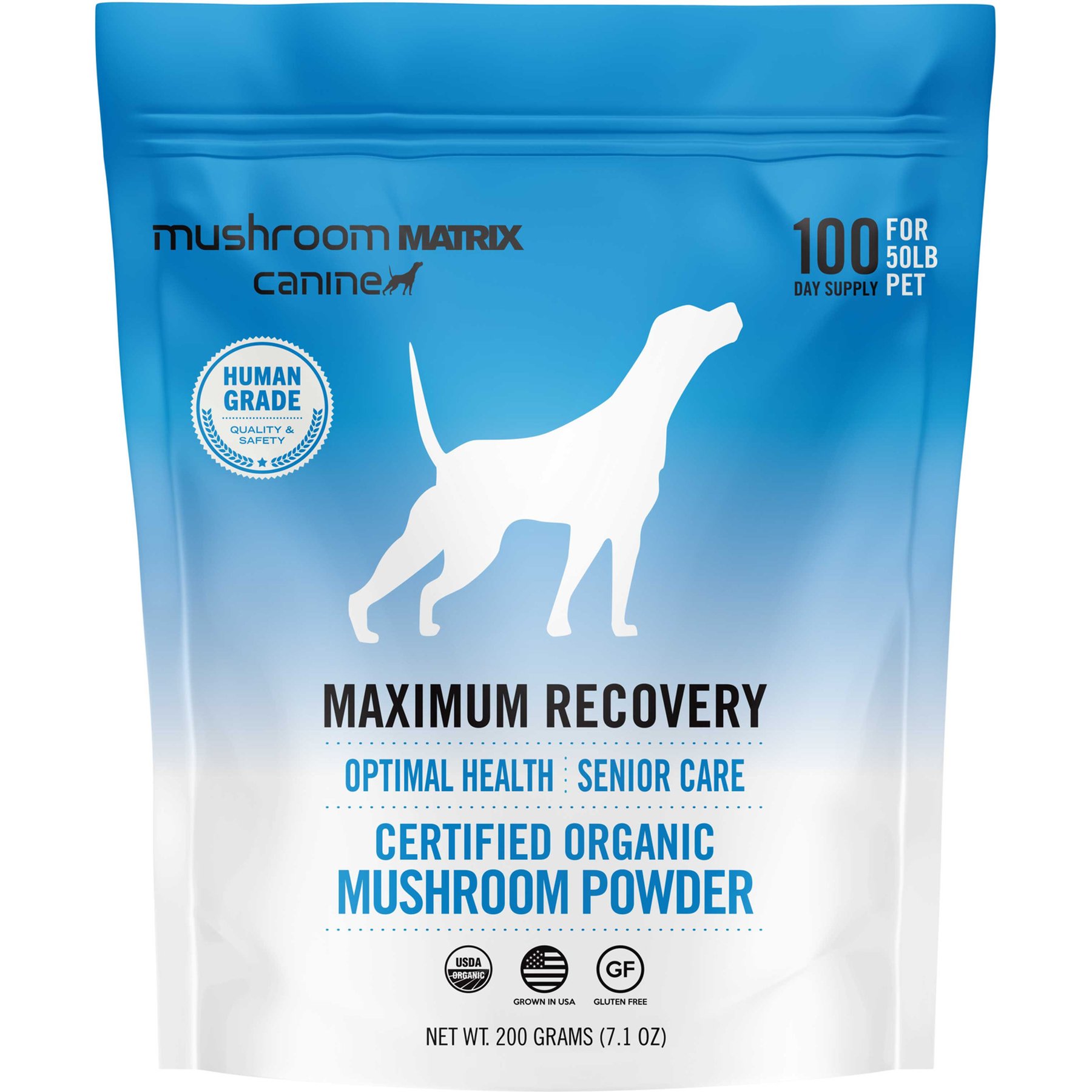 Canine Matrix Maximum Recovery Senior Support Mushroom Powder Supplement for Dogs & Cats, 7.1-oz