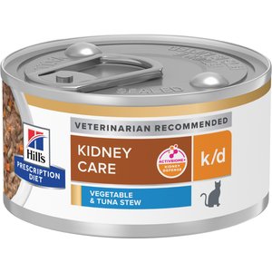 Hill's Prescription Diet k/d Kidney Care Vegetable & Tuna Stew Wet Cat Food, 2.9-oz, case of 4