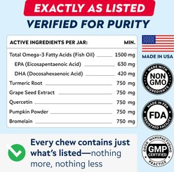 StrellaLab Allergy Relief & Anti Itch Relief with Omega 3 Skin & Coat Fish Oil Chicken Flavored Chew Supplement for Dogs, 180 count slide 2 of 7