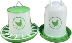 Zylina Chicken Waterer & Feeder Combo, Green, 3.7-gal, 26-lb
