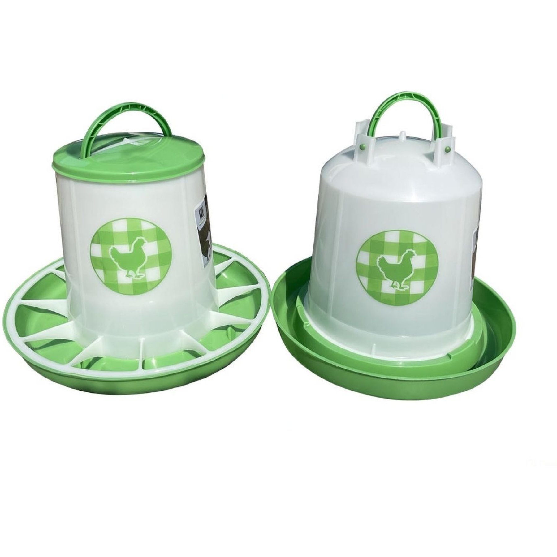 Zylina Chicken Waterer & Feeder Combo, Green, 1.5-gal, 13-lb