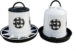 Zylina Chicken Waterer & Feeder Combo, Black, 1.5-gal, 13-lb