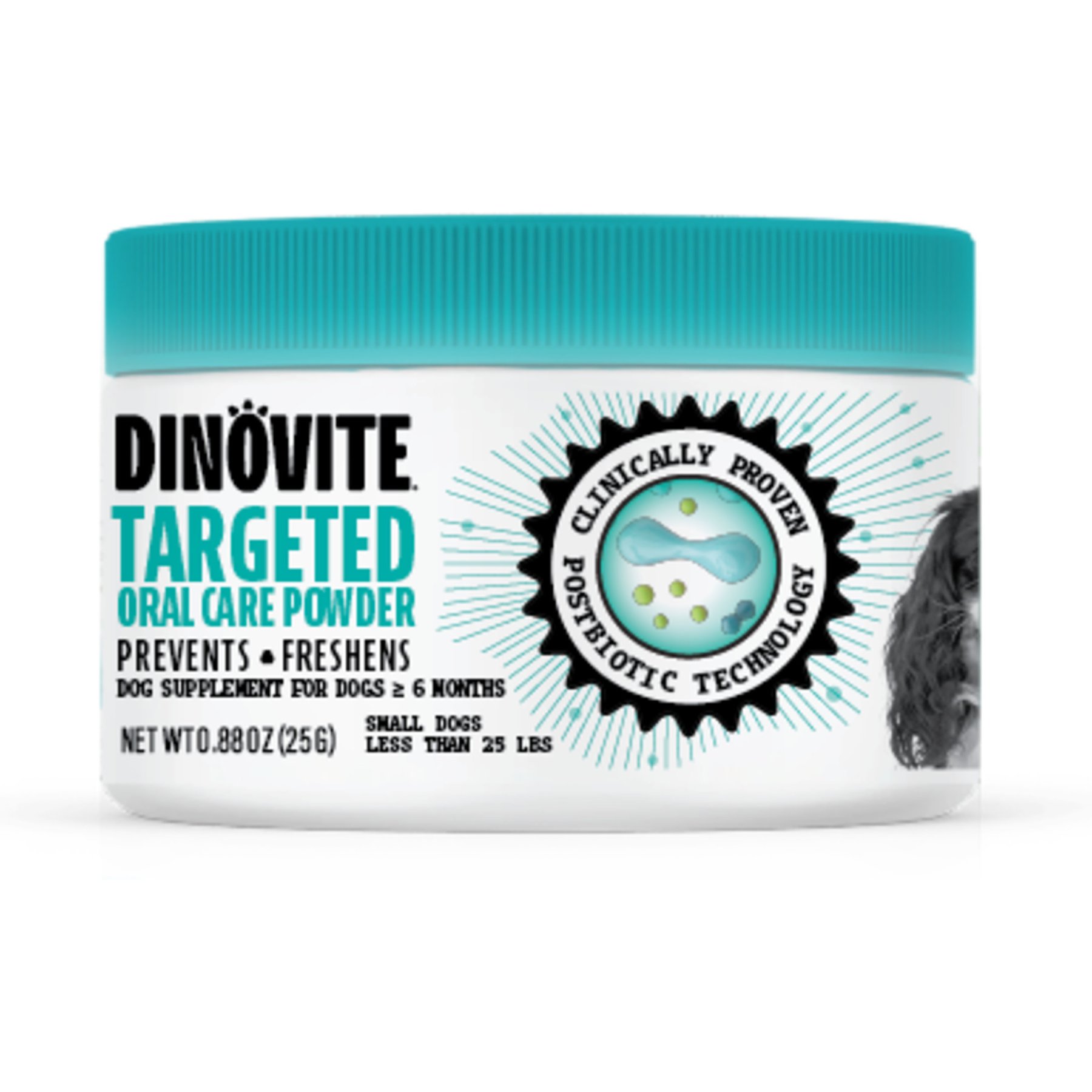 Dinovite Dental Powder Supplement for Dogs, Under 25 lbs, 0.88-oz box