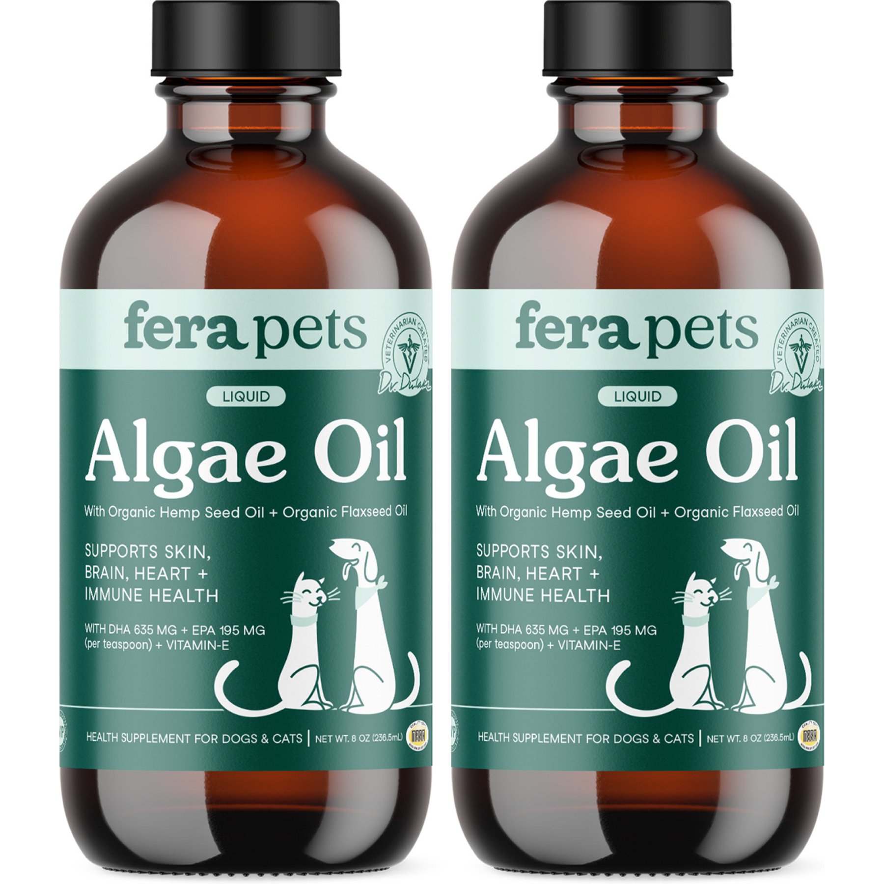 Fera Pets Algae Oil Vegan Omega-3s Supplement for Dogs & Cats, 16-fl oz bundle