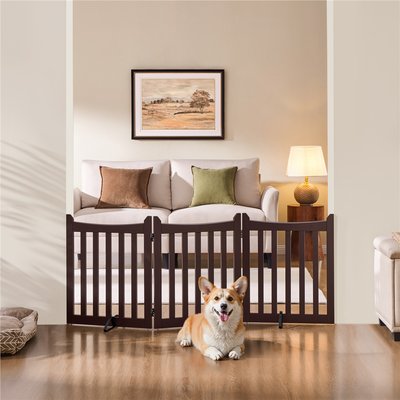 Yaheetech Yaheetech Foldable Dog Gate Playpen, Espresso, 3-Panel, 24-in