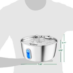 Neareal Round Automatic Stainless Steel BPA-Free Quiet Pump & Multi-Layer Filtration Water Fountain with 4 Filter Compatible with VB-02, Silver, Medium: 3.2-L slide 2 of 9