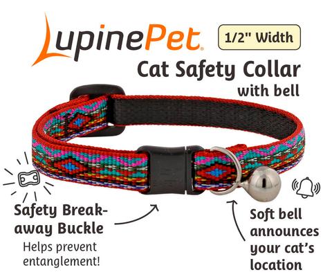 Show full view: LupinePet Popular Picks Original Design El Paso Breakaway Buckle Safety Cat Collar with Bell, One Size: 8 to 12 in, 1/2-in wide slide 3 of 6