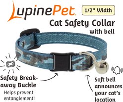 LupinePet Nature Inspired Original Design Safety Buckle Nylon Adjustable Breakaway Cat Collar with Bell, 8 to 12-in neck, 1/2-in wide, Sand Shark slide 2 of 6