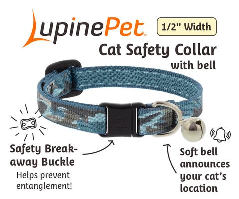 Show full view: LupinePet Nature Inspired Original Design Sand Shark Breakaway Buckle Safety Cat Collar with Bell, One Size: 8 to 12 in, 1/2-in wide slide 3 of 6