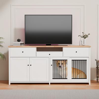 Show full view: Xbrigh Wooden Table-Style Indoor Furniture Style Dog Crate with Drawers, White, 78 inch slide 9 of 9