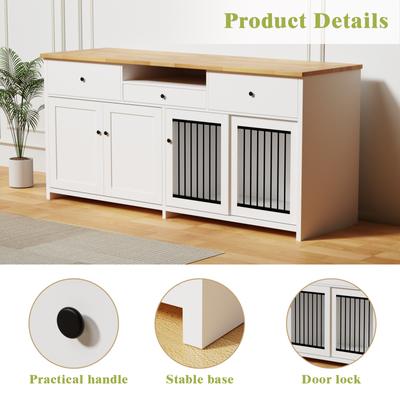 Show full view: Xbrigh Wooden Table-Style Indoor Furniture Style Dog Crate with Drawers, White, 78 inch slide 6 of 9