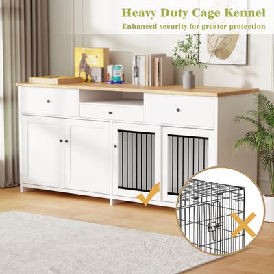 Show full view: Xbrigh Wooden Table-Style Indoor Furniture Style Dog Crate with Drawers, White, 78 inch slide 7 of 9