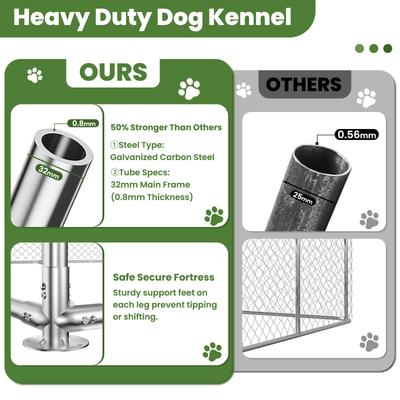 Show full view: Xbrigh A-Frame Metal Dog Run Cage with Two Enclosures, Silver, Large: 183.1 inch slide 6 of 9