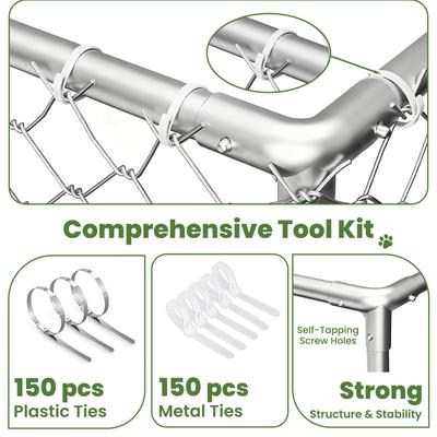 Show full view: Xbrigh A-Frame Metal Dog Run Cage with Two Enclosures, Silver, Large: 183.1 inch slide 4 of 9