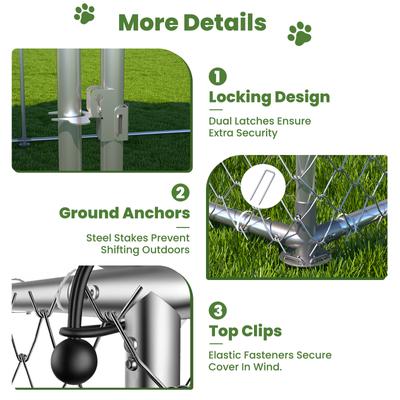 Show full view: Xbrigh A-Frame Metal Dog Run Cage with Two Enclosures, Silver, Large: 183.1 inch slide 5 of 9