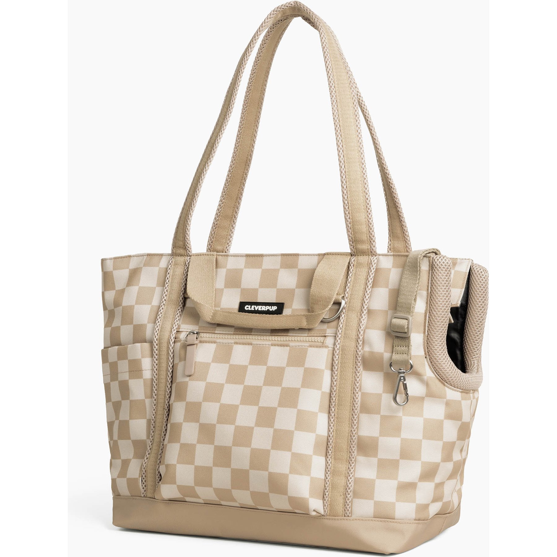 Cleverpup Transit Tote Dog Carrier, Check, Medium