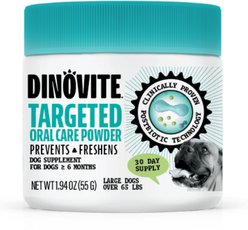 Dinovite Dental Powder Supplement for Dogs, Over 65 lbs, 1.94-oz box