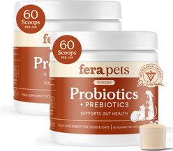Fera Pets Probiotics with Organic Prebiotics Powder Supplement for Dogs & Cats, 5.12-oz bundle