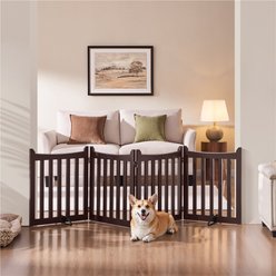 Yaheetech 4 Panel Dog Playpen, Espresso, 24-in