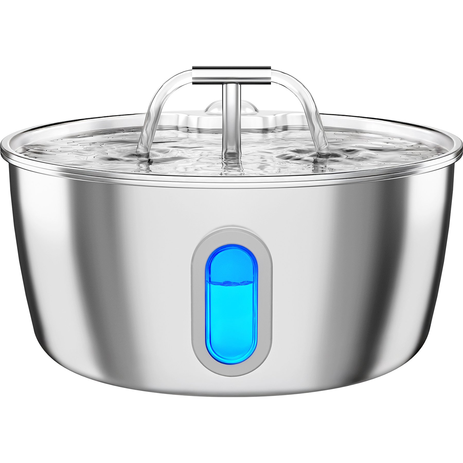 Neareal Round Automatic Stainless Steel BPA-Free Quiet Pump & Multi-Layer Filtration Water Fountain with 1 Filter Compatible with VB-02, Silver, Medium: 3.2-L