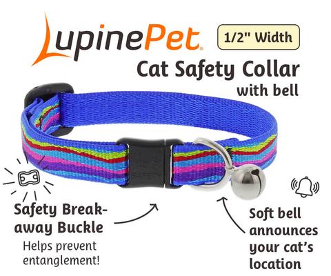 Show full view: LupinePet Popular Picks Original Design Ripple Creek Breakaway Buckle Safety Cat Collar with Bell, One Size: 8 to 12 in, 1/2-in wide slide 3 of 6