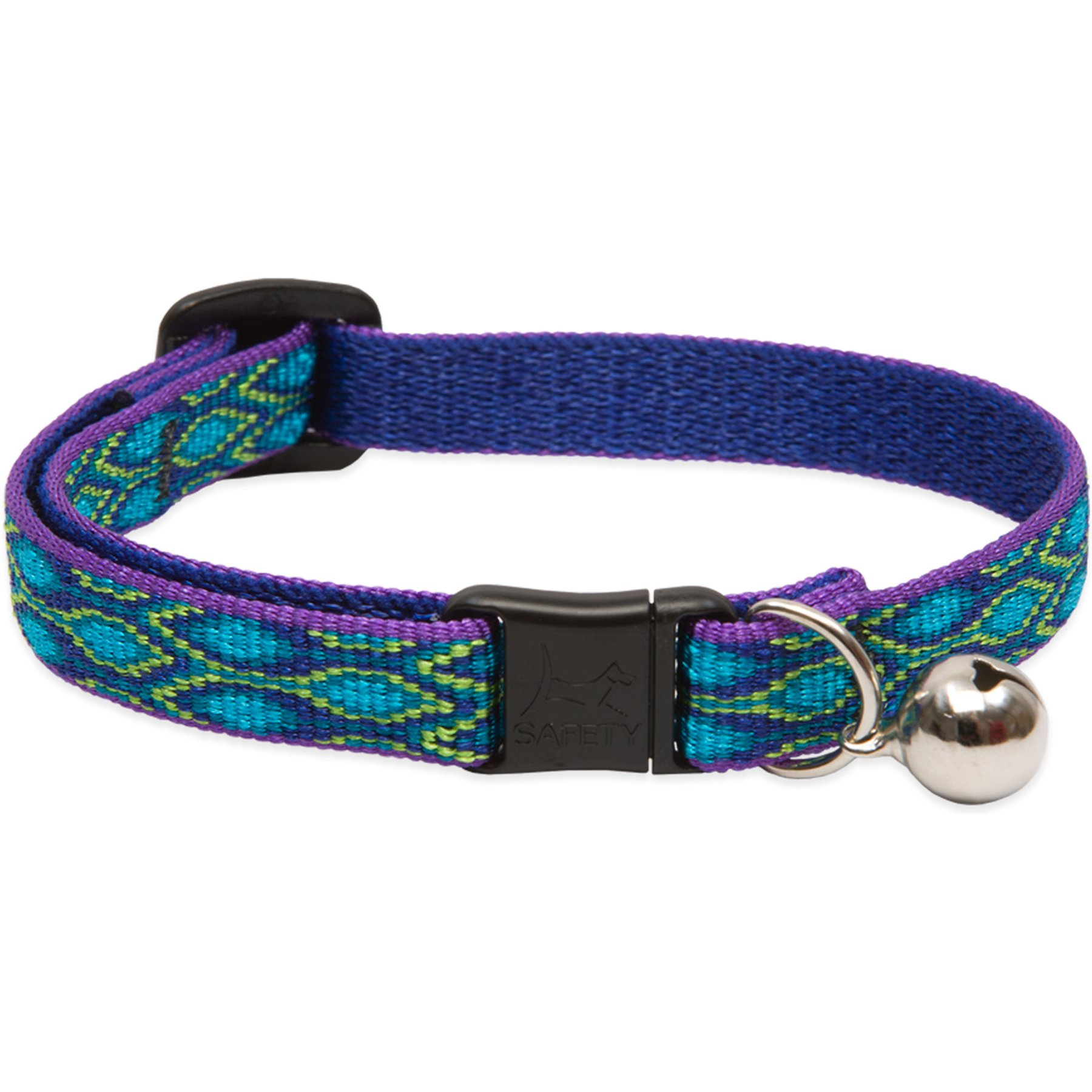 LupinePet Popular Picks Original Design Breakaway Buckle Safety Cat Collar with Bell, One Size: 8 to 12 in, 1/2-in wide, Rain Song
