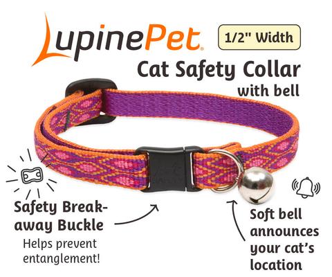 Show full view: LupinePet Popular Picks Original Design Alpen Glow Breakaway Buckle Safety Cat Collar with Bell, One Size: 8 to 12 in, 1/2-in wide slide 3 of 6
