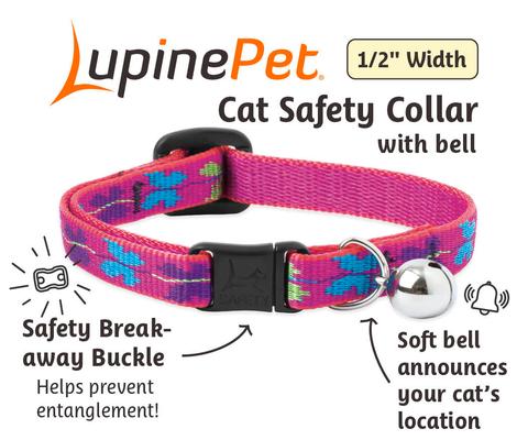 Show full view: LupinePet Nature Inspired Original Design Wing It Breakaway Buckle Safety Cat Collar with Bell, One Size: 8 to 12 in, 1/2-in wide slide 3 of 6