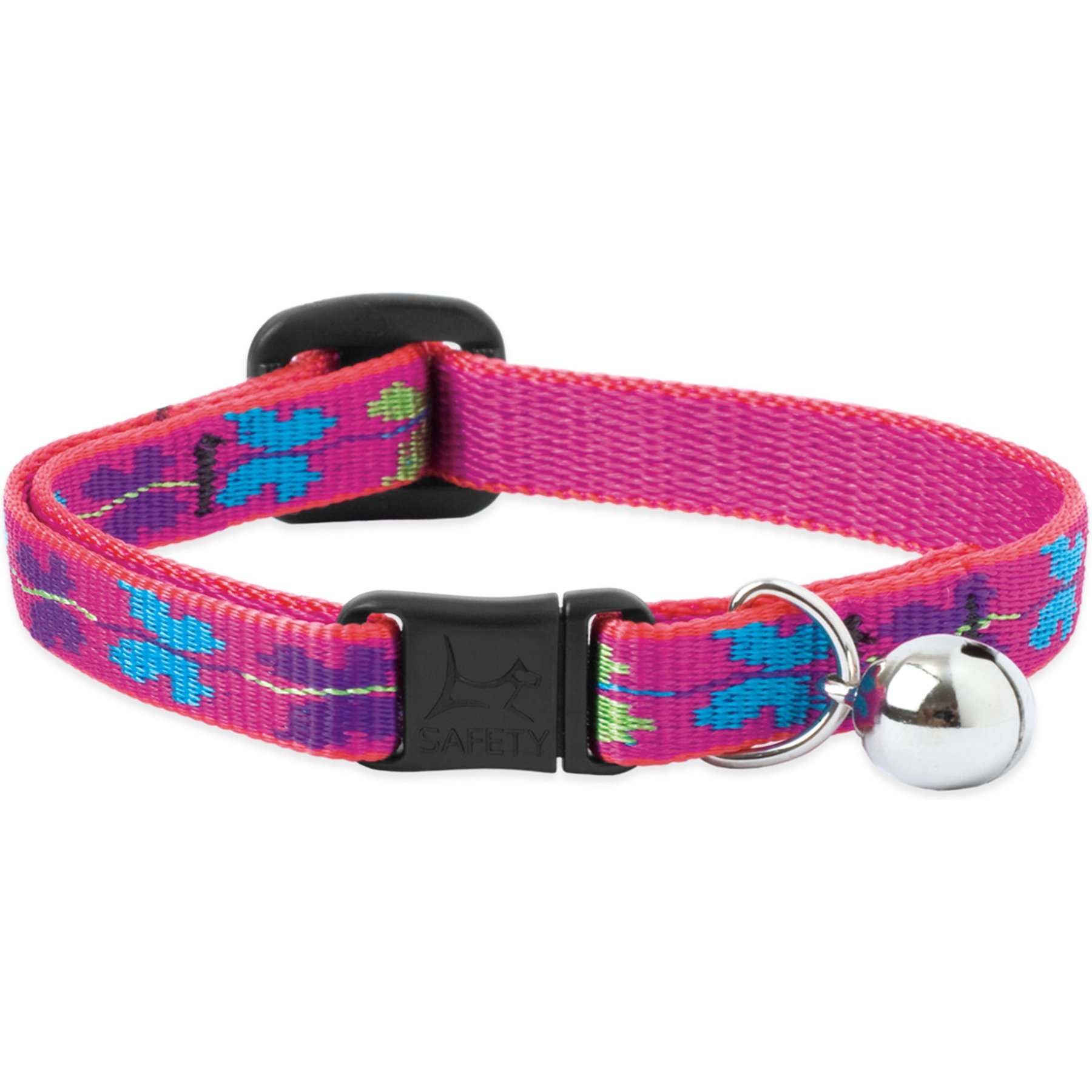 LupinePet Nature Inspired Original Design Safety Buckle Nylon Adjustable Breakaway Cat Collar with Bell, 8 to 12-in neck, 1/2-in wide, Wing It