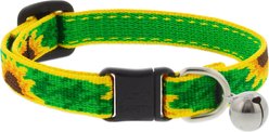 LupinePet Nature Inspired Original Design Sunflowers Breakaway Buckle Safety Cat Collar with Bell, One Size: 8 to 12 in, 1/2-in wide