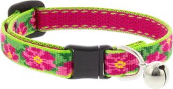 LupinePet Nature Inspired Original Design Safety Buckle Nylon Adjustable Breakaway Cat Collar with Bell, 8 to 12-in neck, 1/2-in wide, Petunias