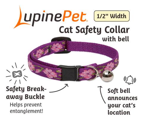 Show full view: LupinePet Nature Inspired Original Design Rose Garden Breakaway Buckle Safety Cat Collar with Bell, One Size: 8 to 12 in, 1/2-in wide slide 3 of 6