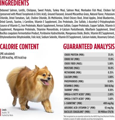 Show full view: Nulo Freestyle Salmon & Red Lentils Small Breed Grain-Free Dry Dog Food, 14-lb bag slide 8 of 11