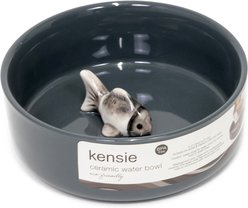 Kensie Eco-Friendly Ceramic Fish Water Bowl for Cats & Dogs, Medium: 2.6-cup, Grey