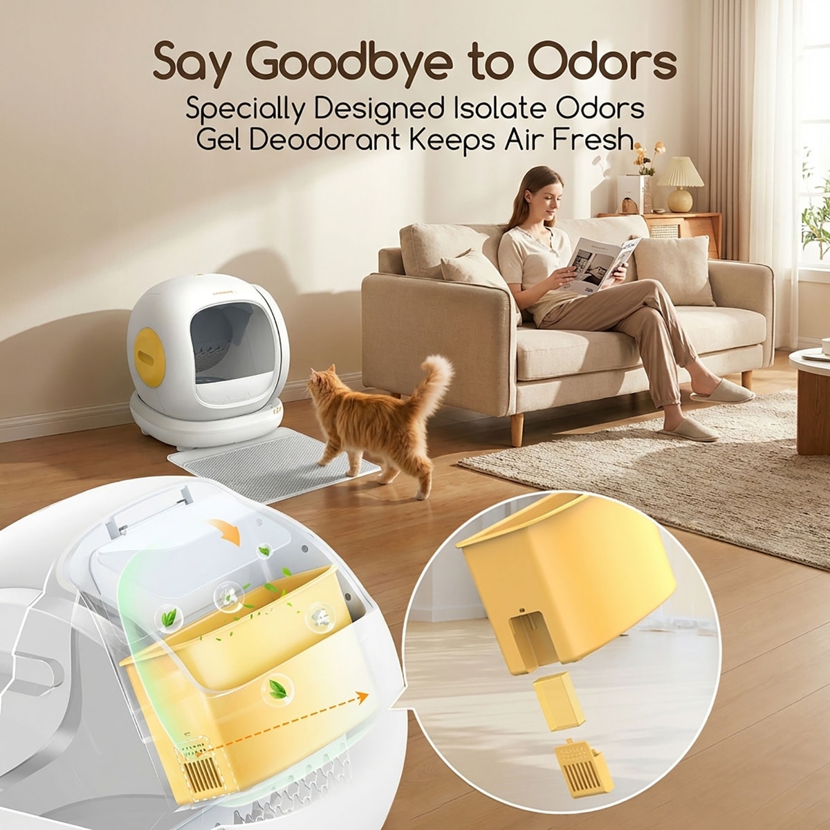 Meowant MEOWANT Smart WiFi Enabled Automatic Self-Cleaning Cat Litter Box ...