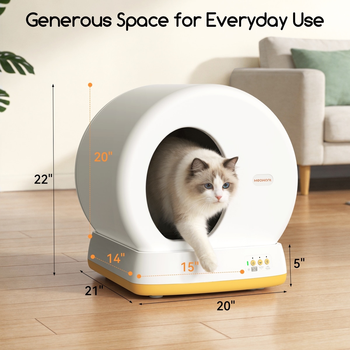 Meowant MEOWANT Smart WiFi Enabled Automatic Self-Cleaning Round Cat Litter Box ...