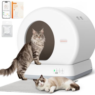 Meowant Meowant Smart WiFi Enabled Automatic Self-Cleaning Round Cat Litter Box, White