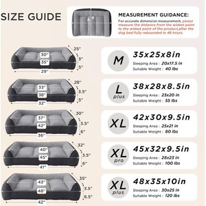 Bedsure SupportMax Orthopedic Waterproof Removable Cover Dog Bed, Grey, X-Large