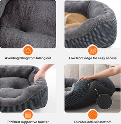 JOEJOY Square Washable Bolster Dog Bed, Grey, Large: 35 x 25 x 9-in slide 2 of 8