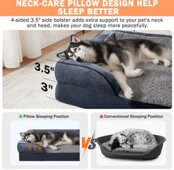 JOEJOY Memory Foam Calming Orthopedic Bolster Dog Bed with Removable Cover, Dark Grey, Large: 35 x 25 x 6.5-in slide 2 of 8